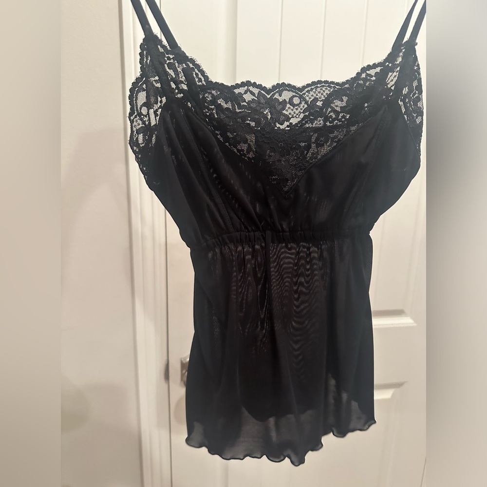 Black sexy sheer kooples lace v neck tank top size 0